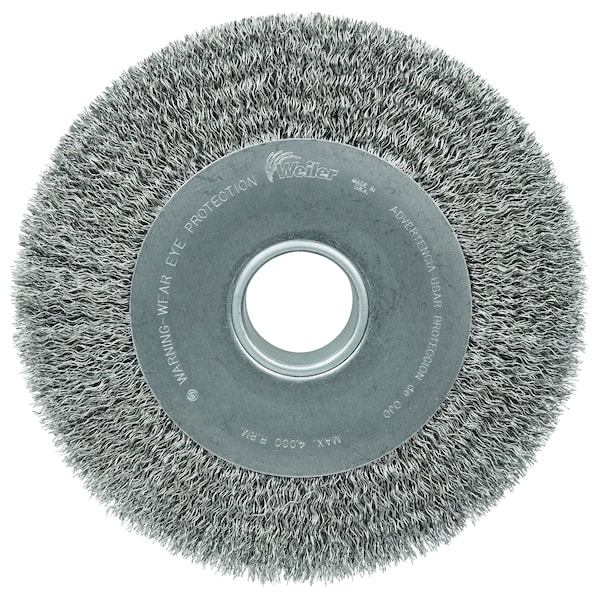 Weiler 10" Wide Face Crimped Wire Wheel .014" Steel Fill 2" Arbor Hole 3200 - main
